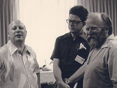 Photo of E.J. Gold with Poul Anderson and Frank Herbert
