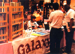 Color photo of Galaxy table at Science fiction convention